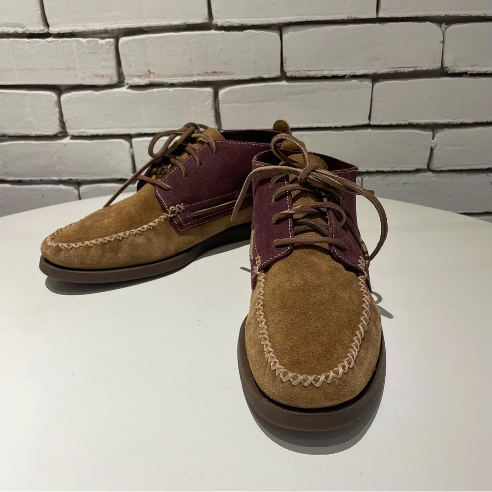 Sperry Men's Leather Top Sider Chukka Boot Burgundy & Brown Size 9.5